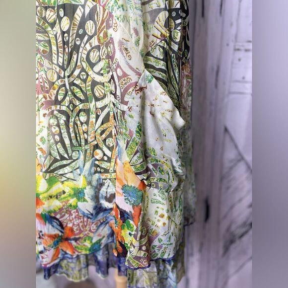 Klozlyne Anthropologie multi-pattern tiered mini dress S - Picture 6 of 9